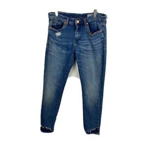 Blank NYC Jeans 29 Womens Skinny Classique Denim Raw Split Hem Mid Rise